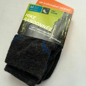 New Icebreaker Merino Socks Mens Hike Mini Light Cushion Size M 9 - 10 1/2 Black